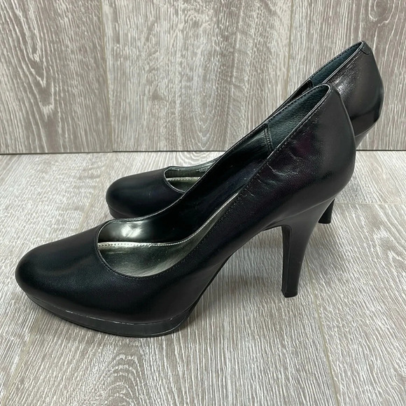Alfani Maddy Leather Platform Pumps Heels Black 9.5M - Picture 1 of 15